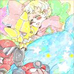  anne_(ttgl) baby bad_id blanket blush gurren king_kittan lagann lowres pillow pillows short_hair sleeping star stars tengen_toppa_gurren_lagann toy toys utai_yumi yumi_(pixiv44659) 