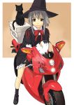  cat frills hat motor_vehicle motorcycle ruffles vehicle witch witch_hat 
