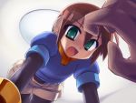  android bent_over brown_hair green_eyes legwear_under_shorts pantyhose pov redrantem rockman rockman_zx short_hair shorts 