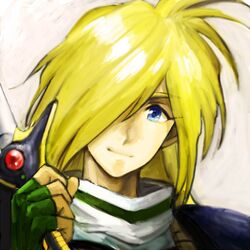  blonde_hair blue_eyes gourry_gabriev hair_over_one_eye male male_only masquerade_(artist) michi_ta_(masquerade) slayers smile 