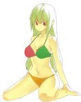  bad_id bikini green_hair hama2224 hama_(pixiv) red_eyes swimsuit 