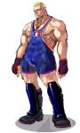  1boy abel alternate_costume bare_shoulders blonde_hair boots buzz_cut concept_art fingerless_gloves gloves greaves ikeno_daigo muscle official_art rough solo spandex street_fighter street_fighter_iv wrestling_outfit 