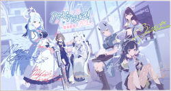  6+girls absurdres animal_ears bag black_gloves black_hair black_hoodie black_mask black_pants black_shoes black_shorts blue_archive blue_dress blue_eyes blue_hair boots brown_boots brown_eyes brown_hair demon_girl demon_horns dog_ears dog_girl dog_tail dress feathered_wings gloves goggles goggles_on_head green_eyes gun hair_between_eyes hand_on_own_cheek hand_on_own_face hat hibiki_(blue_archive) highres himari_(blue_archive) holding holding_bag holding_gun holding_weapon hood hoodie horns jacket long_hair looking_at_viewer mask mine_(blue_archive) misaki_(blue_archive) mouth_mask multiple_girls nurse nurse_cap on_floor pants pantyhose pointy_ears ponytail rifle sena_(blue_archive) shirt shoes short_hair shorts sidelocks sitting skirt sports_bra stomach sumire_(blue_archive) surgical_mask tail tamagore torn_clothes torn_pants twintails violet_eyes weapon wheelchair white_dress white_hair white_hat white_jacket white_pantyhose white_shirt white_skirt white_sports_bra wings 