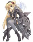  black_dress blonde_hair boots bow dress wings 