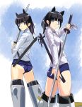  black_hair eyepatch makacoon sakamoto_mio strike_witches striker_unit striker_units sword weapon 