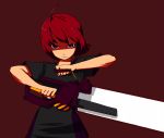  angry chainsaw clenched_hands fist original red_eyes red_hair redhead 