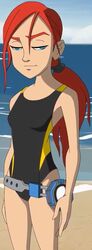  blazing_team:masters_of_yo_kwon_do blue_eyes hasbro maddie_stone one-piece_swimsuit redhead redhead screencap solo swimsuit 