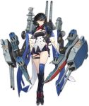  1girl azur_lane bangs black_hair black_skirt blue_eyes blue_footwear blue_legwear blush boots breasts cannon choker cloak crossed_legs earrings expressionless full_body garter_straps georgia_(azur_lane) glaring gloves hair_between_eyes hair_ornament hand_on_hip heterochromia impossible_clothes jewelry large_breasts legs_crossed logo long_hair looking_at_viewer microskirt official_art parted_lips partly_fingerless_gloves rigging rudder_footwear shrug_(clothing) sidelocks single_thighhigh skirt star star_earrings strapless thigh-highs thigh_strap thighs transparent_background tubetop turret watson_cross yellow_eyes yoyo2doggness 