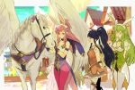  animal animal_ears armor bare_shoulders blue_eyes blue_hair blush bow bowtie braid breasts bunny_girl bunny_tail bunnysuit closed_eyes detached_collar dress elbow_gloves fake_animal_ears fingerless_gloves fire_emblem fire_emblem:_mystery_of_the_emblem fire_emblem:_seima_no_kouseki fire_emblem_heroes fishnets gloves green_eyes green_hair headband horse intelligent_systems leotard long_hair looking_at_viewer marica_(fire_emblem) medium_breasts multiple_girls nintendo open_mouth pantyhose paola pegasus pegasus_knight pink_hair ponytail purple_hair rabbit_ears sasaki_(dkenpisss) smile strapless tail tana thigh-highs twin_braids violet_eyes weapon wrist_cuffs 
