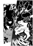  1girl comic fangs greyscale kinosaki monochrome monster monster_girl page_number scan short_hair silhouette snake_tail snout tail touhou translation_request usami_renko 