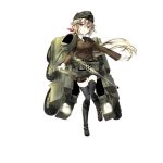  bike_shorts black_hair boots cannon clark_(milihime_taisen) cross_hair_ornament full_body grey_eyes gun hair_between_eyes hair_ornament hair_ribbon hat lamp long_hair looking_at_viewer machine_gun milihime_taisen military military_hat military_uniform necktie official_art ponytail ribbon shorts shorts_under_skirt star thigh-highs track transparent_background uniform weapon wheel zettai_ryouiki 