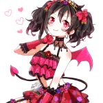  299_(horisso) black_hair commentary commentary_request demon_horns demon_tail demon_wings fangs horns love_live! love_live!_school_idol_project red_eyes tail tiara twintails wings yazawa_nico 