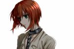  1girl chain chained chains delsaber green_eyes hatori_chise jewelry mahou_tsukai_no_yome necklace portrait redhead simple_background white_background 