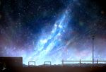  alu.m_(alpcmas) commentary_request fence lamppost milky_way night night_sky no_humans original outdoors scenery shooting_star signature sky star_(sky) starry_sky 