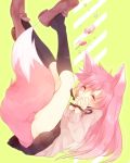    animal_ears animal_tail candy fox_girl knee_highs long_hair pink_hair skirt sweater tanda_yuru yurushako 
