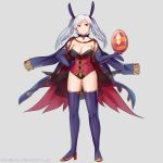  1girl alternate_costume animal_ears artist_name black_gloves boots breasts chocojax choker cleavage closed_mouth easter_egg egg elbow_gloves fake_animal_ears female_my_unit_(fire_emblem:_kakusei) fire_emblem fire_emblem:_kakusei fire_emblem_heroes full_body gimurei gloves grey_background hand_on_hip high_heels highres leotard my_unit_(fire_emblem:_kakusei) nintendo patreon_username rabbit_ears red_eyes simple_background smile solo thigh-highs thigh_boots twintails watermark web_address white_hair 