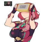  1girl blush breasts haoni head_mounted_display pyra_(xenoblade) joy-con large_breasts nintendo nintendo_labo nintendo_switch redhead xenoblade_(series) xenoblade_2 