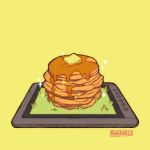  butter drawing_tablet food grass hanaan no_humans original pancake simple_background sparkle stack_of_pancakes syrup tablet_pc yellow_background 