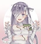  ! 1girl bandage bandage_on_face bandaged_arm bandages blush breasts choker cleavage collarbone fate/grand_order fate_(series) gao grey_eyes kingprotea long_hair looking_at_viewer open_mouth panisa319 silver_hair sketch small_breasts solo under_boob upper_body 
