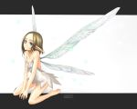  dress fairy feet forehead hands highres kotoba_noriaki pointy_ears wings 