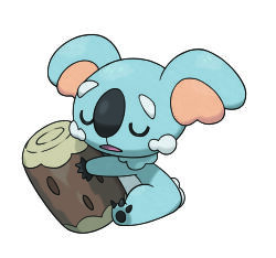  artist_request full_body highres hugging_object koala komala log no_humans official_art pokemon pokemon_(creature) pokemon_focus pokemon_sm second-party_source simple_background sleeping solo white_background 