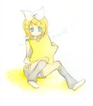  blonde_hair blue_eyes kagamine_rin short_hair solo tomine_chiho vocaloid 