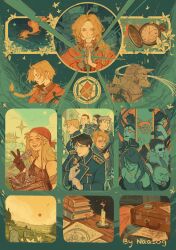  3girls 6+boys ^_^ alex_louis_armstrong alphonse_elric amestris_military_uniform armor black_gloves black_hair blonde_hair blush braid braided_ponytail brothers closed_eyes commentary edward_elric envy_(fma) full_armor fullmetal_alchemist gloves gluttony_(fma) greed_(fma) gun hair_bun headscarf highres holding holding_gun holding_weapon long_hair lust_(fma) maes_hughes mechanical_arms multiple_boys multiple_girls multiple_views naasog one_eye_closed pride_(fma) profile riza_hawkeye roy_mustang short_hair siblings single_mechanical_arm suitcase sunglasses tears undercut v watch weapon winry_rockbell 