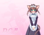  aqua_eyes asakura_yume blush brown_hair cat_ears cat_tail catgirl da_capo_ii dress green_eyes maid tail wallpaper 