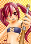  bare_shoulders highres kooh long_hair pangya red_eyes redhead smile tubetop twintails wink 