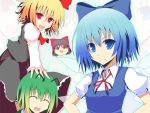  antenna black_hair blonde_hair blue_hair cirno green_hair hakurei_reimu japanese_clothes koumei_(artist) miko ribbon ribbons rumia short_hair touhou wings wriggle_nightbug yukkuri_shiteitte_ne 