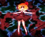  blonde_hair hair_ribbon necktie open_mouth outstretched_arms red_eyes ribbon rumia sato short_hair solo spread_arms touhou 