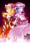  bad_id blonde_hair blue_hair closed_eyes flandre_scarlet hat holding_hands hong_(white_spider) lavender_hair light remilia_scarlet ribbon ribbons shiro_spider short_hair siblings side_ponytail sisters touhou wings wrist_cuffs 