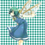  green_eyes green_hair hair_ribbon hair_ribbons ribbon ribbons short_hair suzumura_tomo touhou wings 