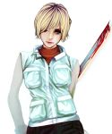  blood heather_mason highres lipstick masamune-99 short_hair silent_hill silent_hill_3 sword vest weapon 