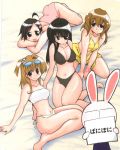  artist_request bikini black_eyes black_hair breasts brown_hair cleavage ichijou katagiri_himeko long_hair mesousa momose_kurumi multiple_girls pani_poni_dash pani_poni_dash! short_hair swimsuit tachibana_rei translation_request 