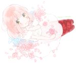  1girl bare_shoulders dress flower gomi_chiri leggings looking_at_viewer nanami_haruka orange_eyes petals pink_hair rose solo uta_no_prince-sama 