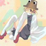  hair_ribbon hair_ribbons hat moriya_suwako ribbon ribbons suzumura_tomo thigh-highs thighhighs touhou 