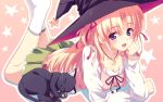  cat hat highres kusukusu long_hair lying marie_rudel on_stomach sakura_strasse skirt wallpaper 