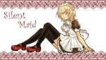  black_legwear black_thighhighs blonde_hair heather_mason maid maid_headdress mary_janes shoes short_hair silent_hill silent_hill_3 sitting thigh-highs thighhighs yellow_eyes 