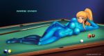  blonde blue_eyes cleavage pool_table samus_aran zero_suit 