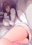  ass black_panties breasts couch fate/grand_order fate_(series) finger_to_mouth hair_intakes highres indoors large_breasts long_hair looking_at_viewer lying miya_ur on_side panties pillow purple_hair red_eyes ribbed_sweater scathach_(fate)_(all) scathach_(fate/grand_order) shadow shiny shiny_skin sweater tree turtleneck turtleneck_sweater underwear 