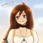  1girl black_hair blush breasts choker clouds commentary_request final_fantasy final_fantasy_ix garnet_til_alexandros_xvii long_hair looking_at_viewer lowres smile solo uboar 