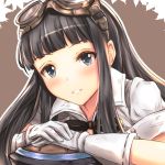  1girl alisia0812 bangs black_hair black_ribbon blunt_bangs character_request gloves granblue_fantasy grey_eyes highres long_hair looking_at_viewer neck_ribbon parted_lips portrait ribbon short_sleeves solo white_gloves 