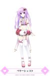  1girl alternate_costume blush breasts frills game_cg garter_straps hair_ornament heart heart_hair_ornament highres long_hair looking_at_viewer maid mainichi_compile_heart navel nepgear neptune_(series) official_art purple_hair smile solo thigh-highs translated tsunako violet_eyes white_background 