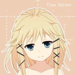 1girl bare_shoulders black_bullet blonde_hair blue_eyes character_name hair_ornament hairclip looking_at_viewer smile solo tina_sprout upper_body x_hair_ornament 