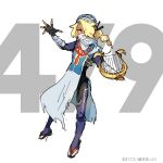  1girl androgynous bandage blonde_hair braid dark_skin full_body hat long_hair looking_at_viewer mask nintendo nyagiratwist pointy_ears ponytail red_eyes reverse_trap sheik solo super_smash_bros. super_smash_bros_melee surcoat the_legend_of_zelda the_legend_of_zelda:_ocarina_of_time 