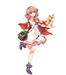  amagai_tarou bangs brown_hair dress eyebrows_visible_through_hair fire_emblem fire_emblem_echoes:_mou_hitori_no_eiyuuou full_body hair_ornament highres holding jenny_(fire_emblem) jewelry leg_up looking_away necklace nintendo official_art open_mouth pink_hair shoes short_dress short_hair sleeveless solo standing transparent_background 