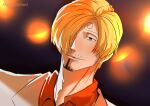  1boy artist_request blonde_hair facial_hair goatee light long_sleeves mustache one_piece sanji short_hair 