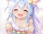  :d ^_^ animal_ear_fluff animal_ears blue_hair blush cat_ears closed_eyes eyebrows_visible_through_hair facing_viewer flat_chest hair_ornament hair_over_shoulder happy key_hair_ornament light_blue_hair light_particles light_rays loli long_hair mint_(yano_mitsuki) open_mouth original oversized_clothes paw_pose shirt smile source_request white_background white_shirt yano_mitsuki 