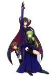  1girl 2boys arm_up armpits binato_lulu black_cape black_footwear black_gloves black_hair black_shirt black_sleeves blue_jacket blue_pants boots brown_hair c.c. cape code_geass detached_sleeves full_body gloves green_eyes green_hair jacket kneeling kururugi_suzaku lelouch_lamperouge long_hair long_sleeves looking_back looking_up multiple_boys narrative_formation pants parted_lips shirt short_shorts shorts simple_background sleeveless sleeveless_shirt thigh-highs thigh_boots uniform very_long_hair violet_eyes white_background white_footwear white_shorts yellow_eyes 